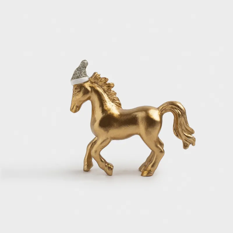 Статуэтка, 8 см, полирезин, золотистая, Лошадь в колпаке, Horse gold