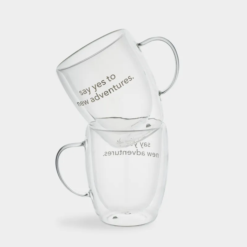 Кружка, 320 мл, 2 шт, стекло Б, Say yes to new adventures, Air decor