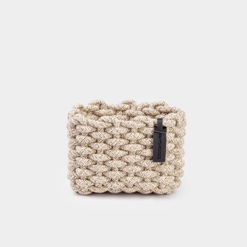 Корзина для хранения, 15х20х13 см, хлопок/полиэстер, прямоугольная, бежевая, Cozy striped