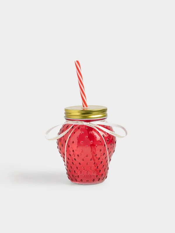 Банка для напитков, 450 мл, с трубочкой, Клубника, Summer drink, image-0