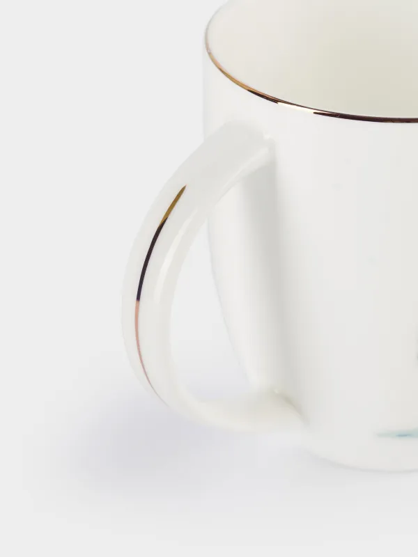 Кружка, 400 мл, фарфор F, белая, с золотистым кантом, Ежи с подарками, Forest animals, image-3