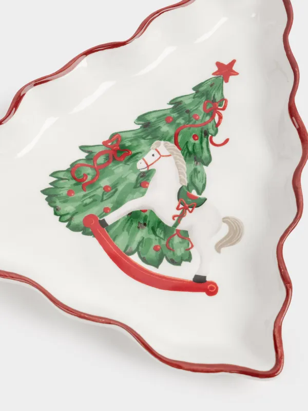 Блюдо, 20х19 см, керамика D, Лошадка с елкой, Christmas tree, image-5