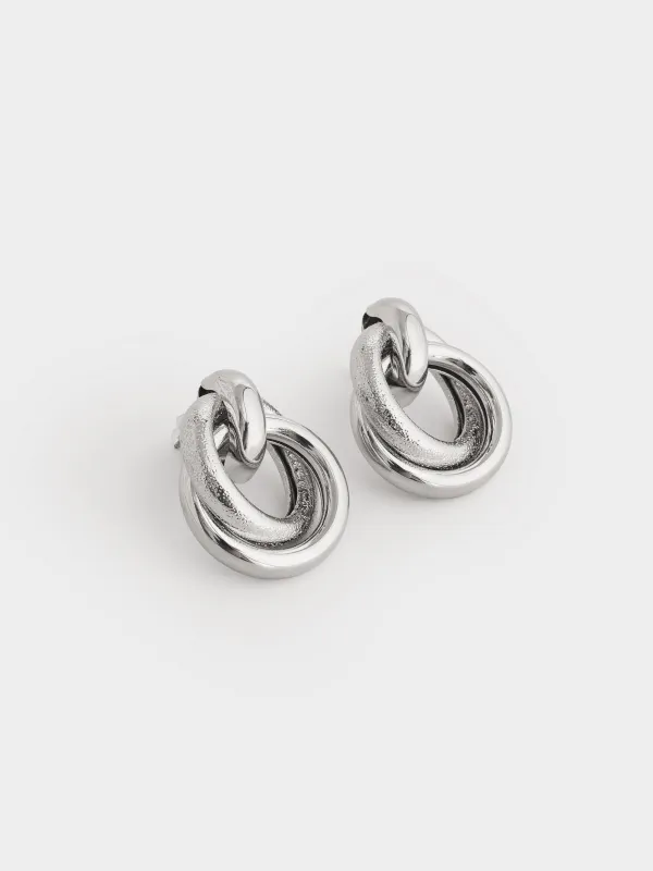 Серьги-пусеты, 3 см, 2 шт, металл, серебристые, Кольца, Jewelry, image-1