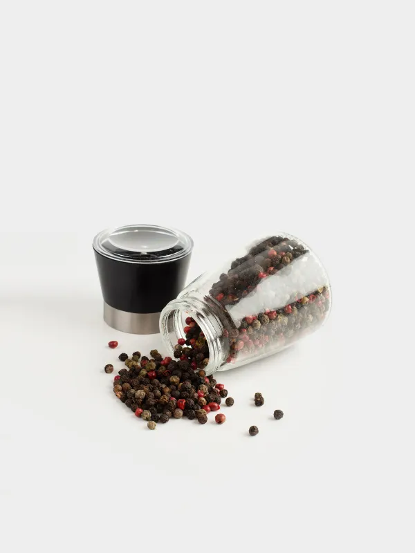 Мельница для специй 13 см, механическая, стекло, Три перца, Seasoning BBQ, image-1