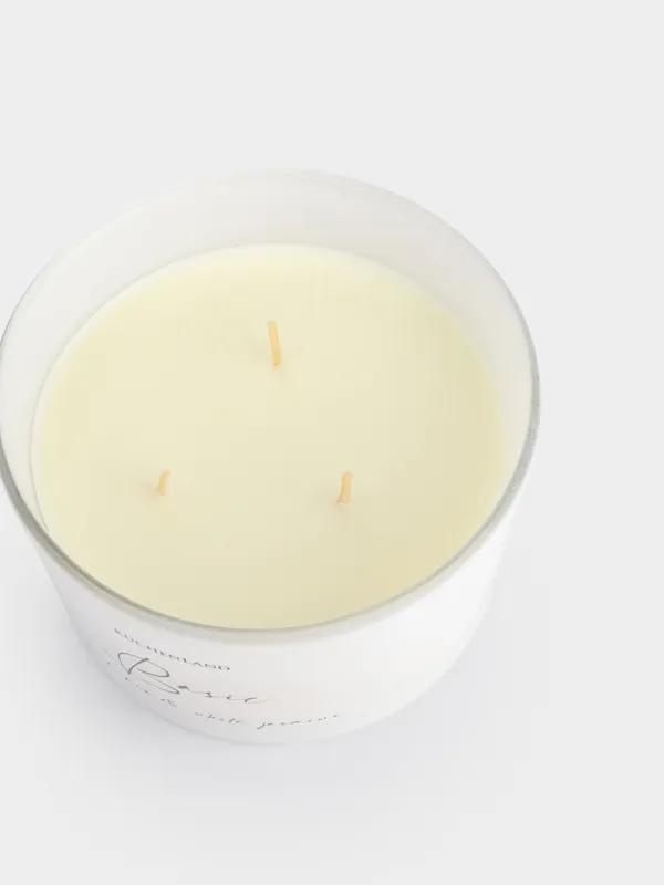 Свеча ароматическая, 13x9 см, три фитиля, в подсвечнике, с крышкой, стекло, Sweet Pea&White Jasmine, Basic, image-2