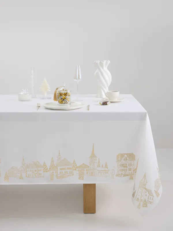 Скатерть, 160х160 см, Золотистые дома, Bowery, image-0