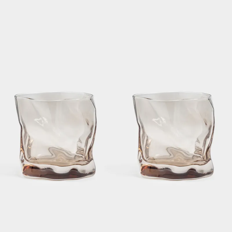 Стакан для виски, 8 см, 245 мл, 2 шт, стекло, коричневый, Slalom color