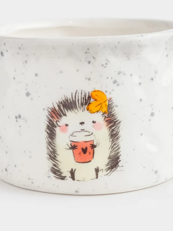 Кружка, детская, 350 мл, молочно-серая, в крапинку, Ежик, Hedgehog walk, image-1