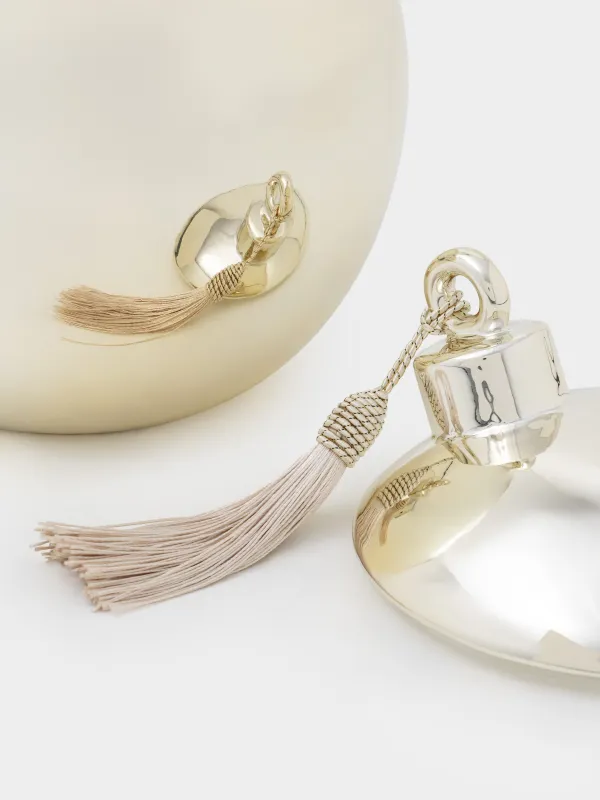 Емкость для хранения, 16х18 см, 1,5 л, с кисточкой, фарфор P, золотистая, Шар, Golden style, image-2