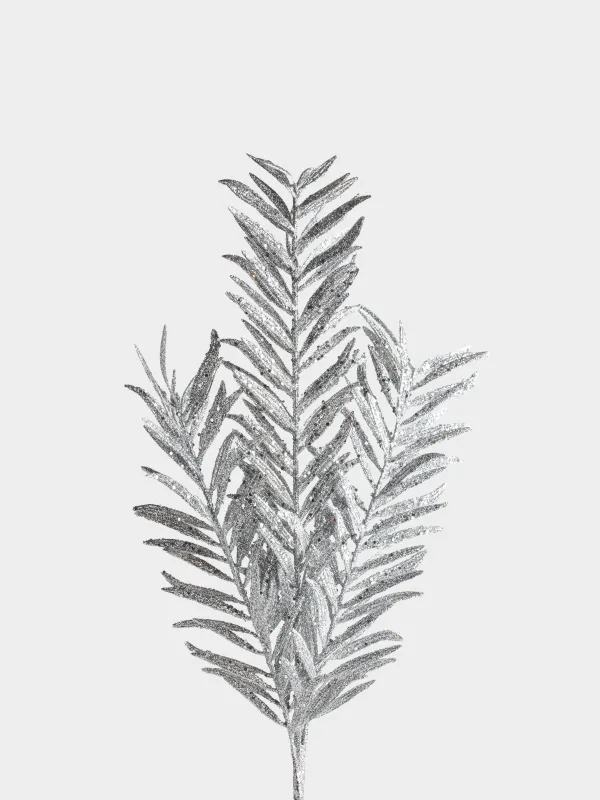 Ветка декоративная, 62 см, Серебристые листья, Sparkle decor, image-1