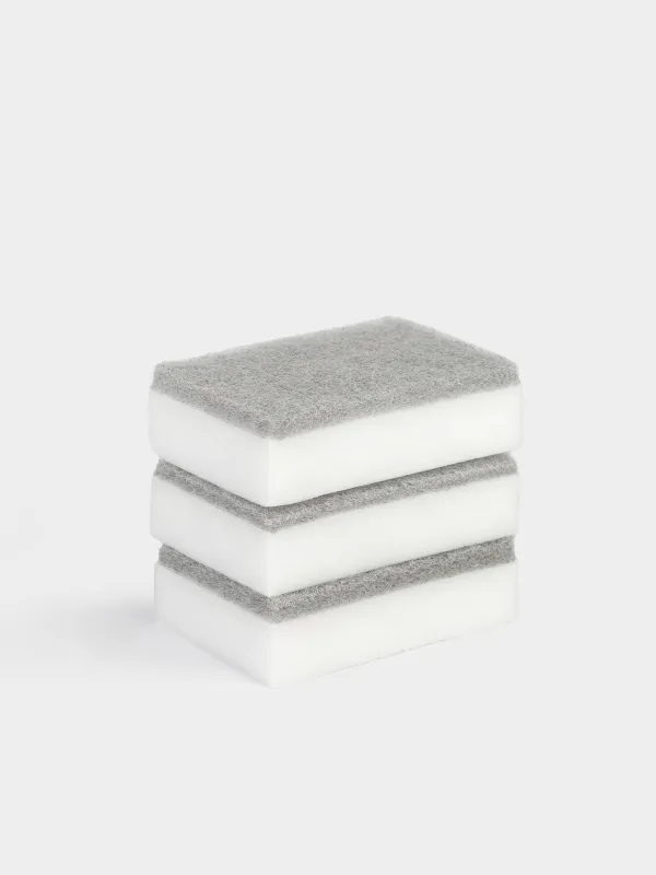 Губка меламиновая, 3 шт, с абразивной вставкой, бежевая, Clean, image-4