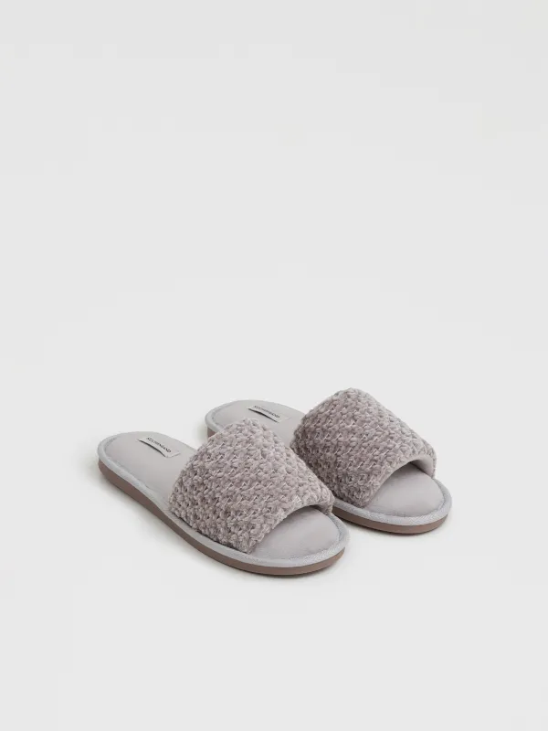 Тапочки открытые с вязаной фактурой, Chenille, image-5