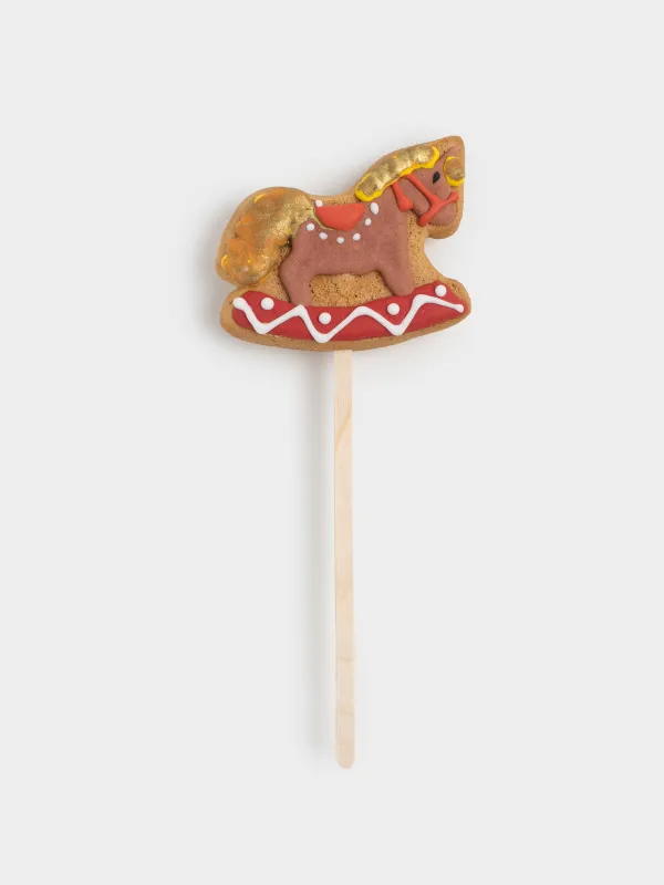 Пряник, 40 гр, глазированный, медовый, на палочке, коричневый, Лошадка, Prani, image-0