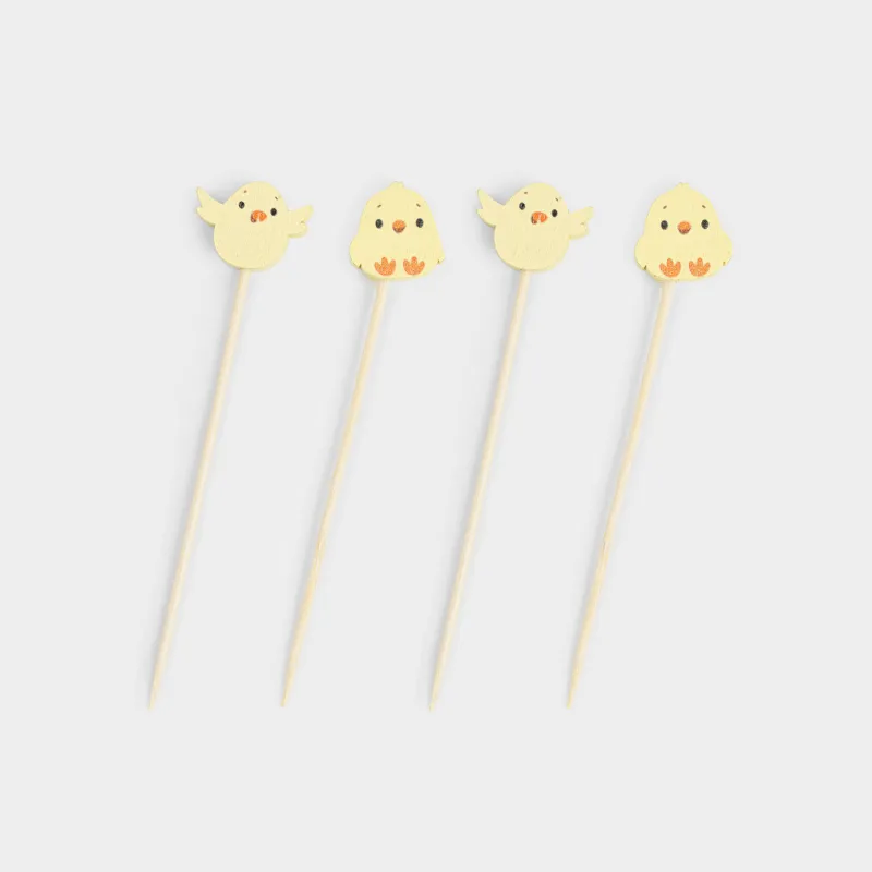 Шпажка для канапе, 9 см, 20 шт, бамбук, желтая, Цыплята, Elegant details