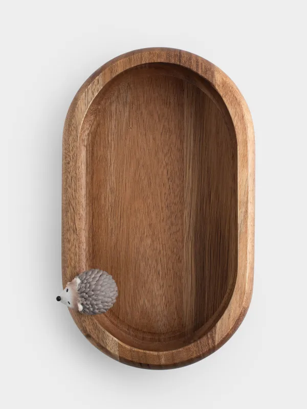 Блюдо декоративное, 25х15х5 см, дерево/полирезин, на ножках, овальное, Ежик, Noble tree, image-5