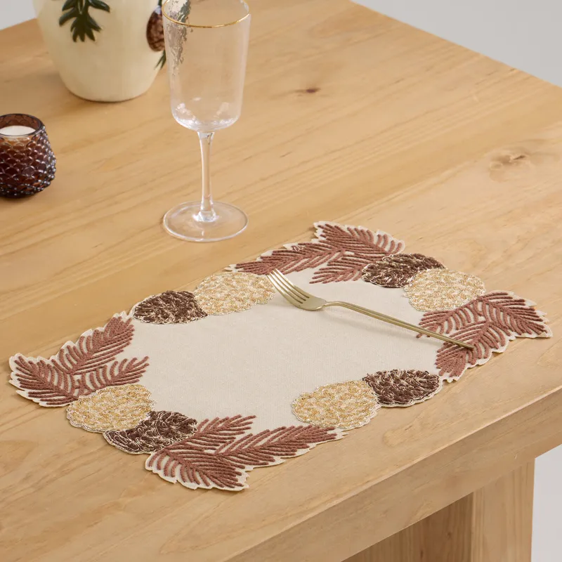 Салфетка под приборы, 30x45 см, Шишки на ветках, Conifers