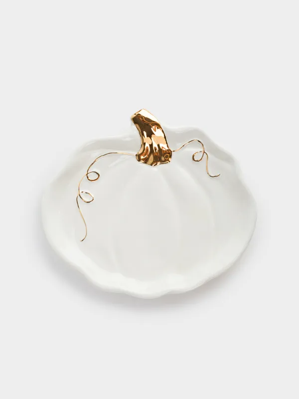 Блюдо, 15 см, керамика, молочно-золотистое, Тыква, Golden glow, image-3
