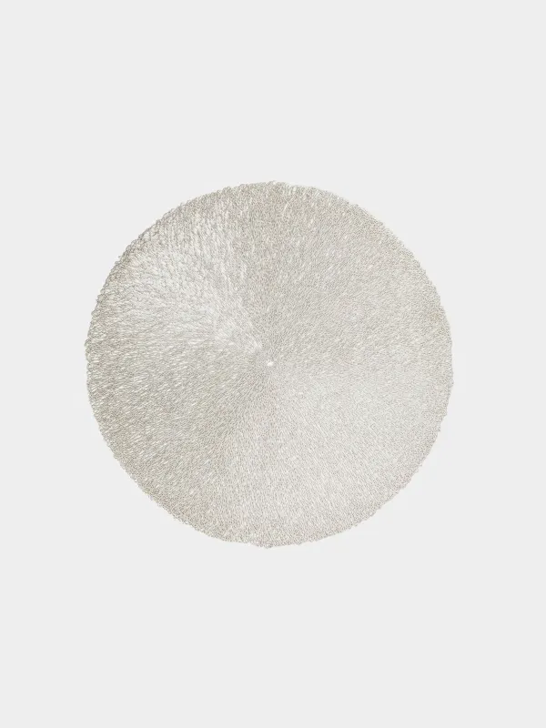 Салфетка под приборы, 38 см, ПВХ, круглая, золотистая, Паутинка, Azhur, image-0