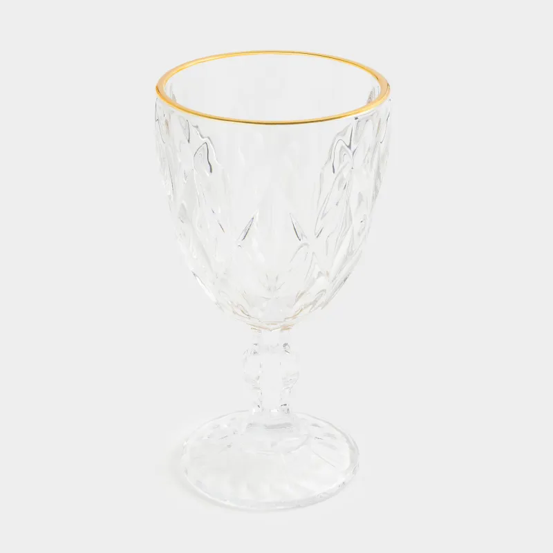 Бокал-кубок для вина, 300 мл, стекло Р, с золотистым кантом, Rhomb gold, image-1