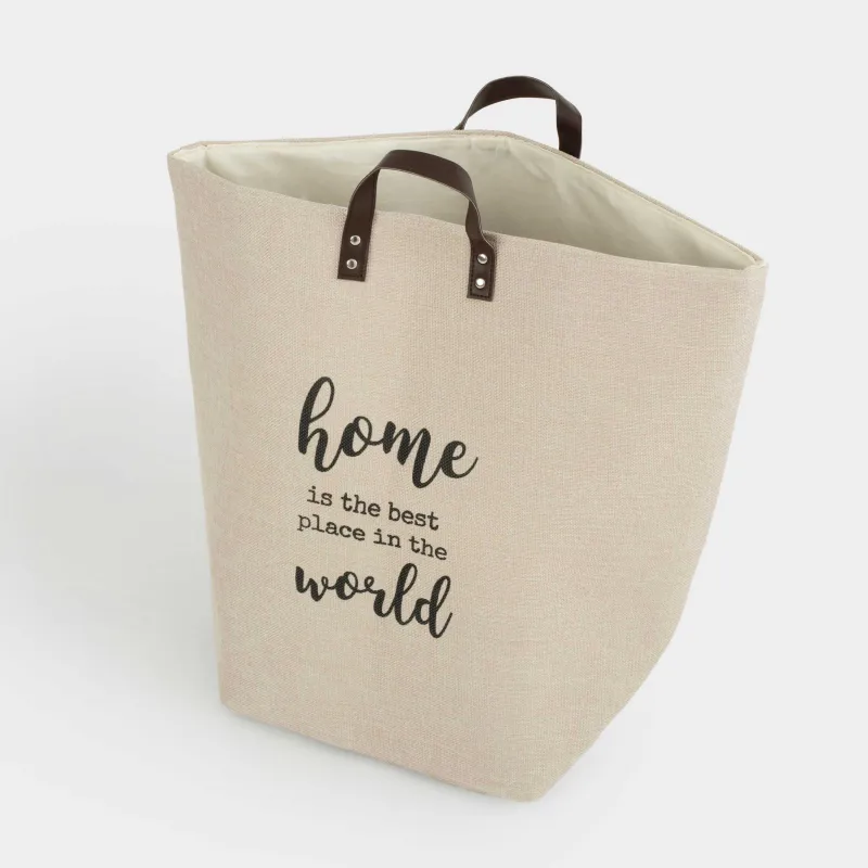 Сумка для хранения белья, 30x30x50 см, с ручками, полиэстер, бежевая, Laundry, image-1