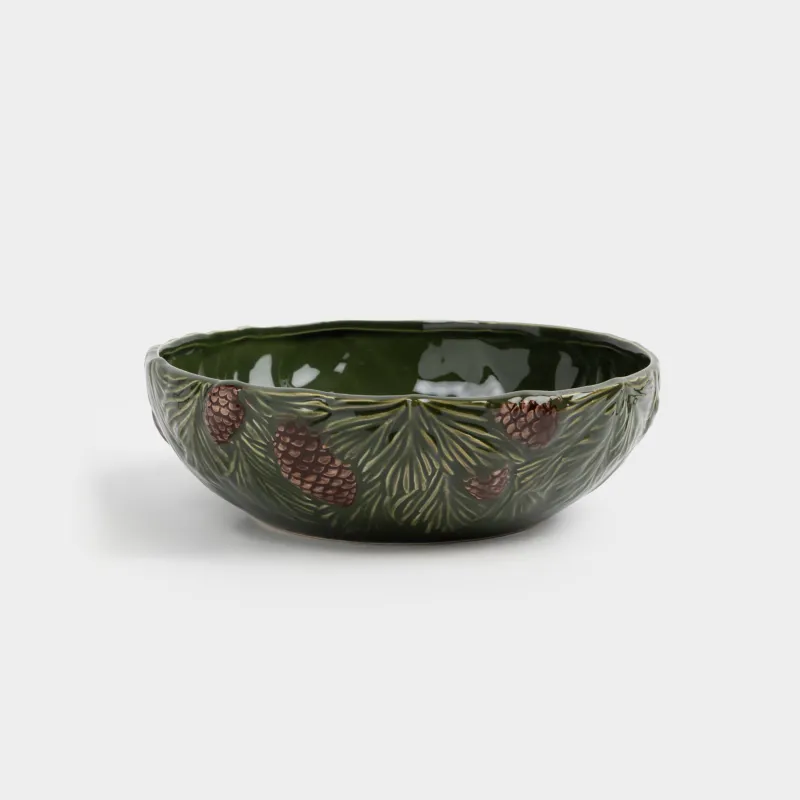 Салатник, 23х8 см, 1,7 л, керамика, зеленый, Шишки на еловых ветках, Forest whispers