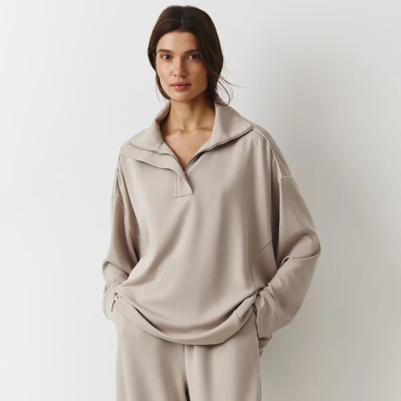 Толстовка женская, р. L, с кнопками, модал/полиэстер/спандекс, бежевая, Alice