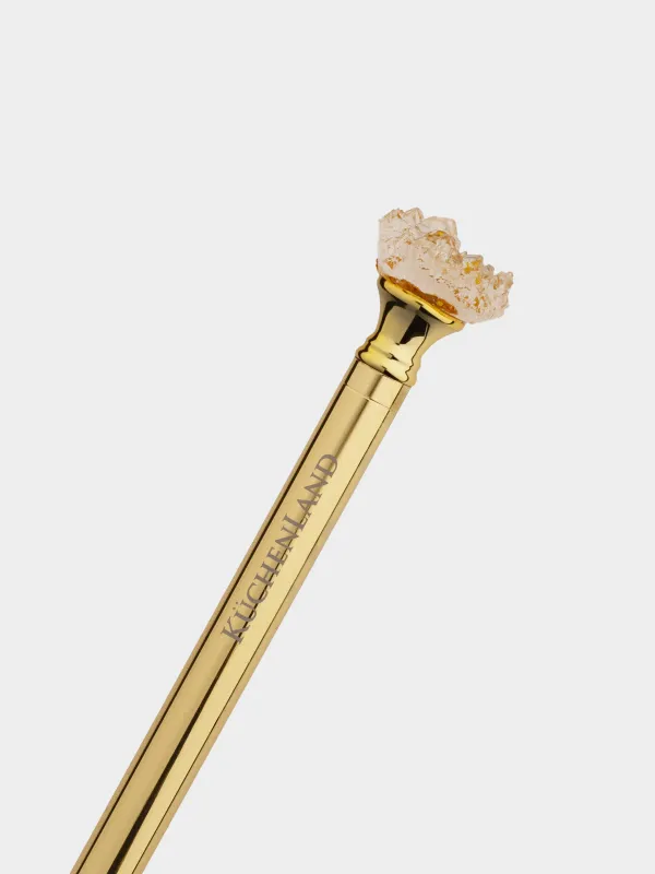 Ручка шариковая, 16 см, с фигуркой, металл, золотистая, Кристалл золотистый, Draw figure, image-2