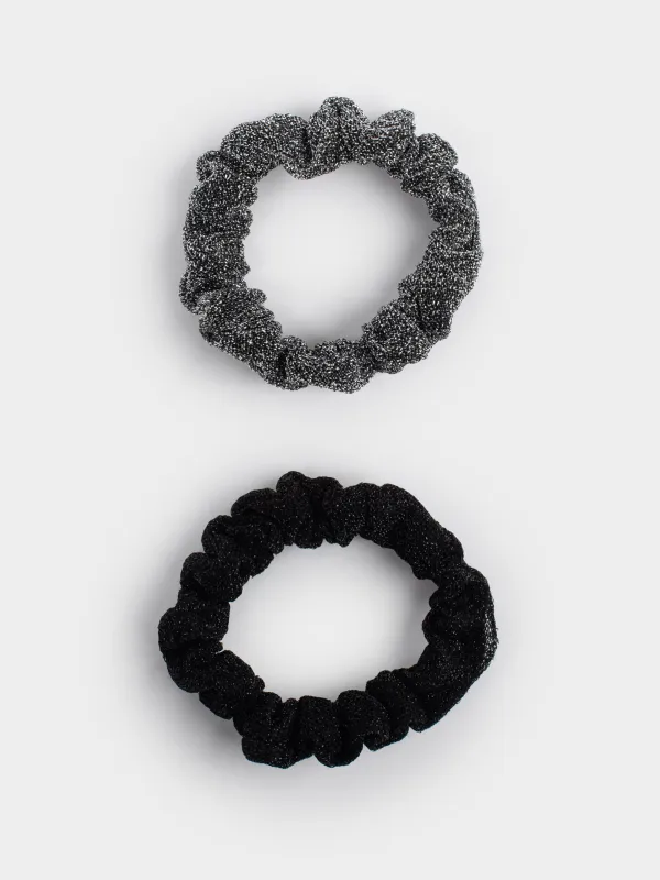Набор резинок для волос, 7 см, 2 шт, полиэстер, черный/серебристый, Hairstyle, image-0
