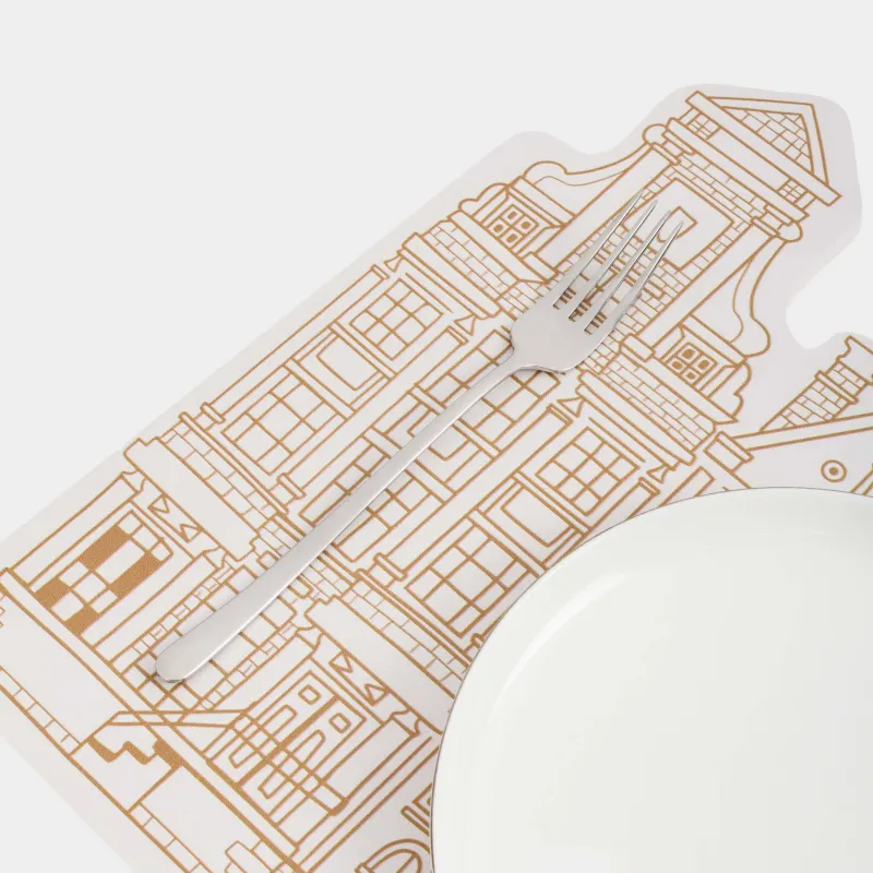 Салфетка под приборы, 33х43 см, ПВХ, фигурная, белая, Дома, Rock shape, image-3