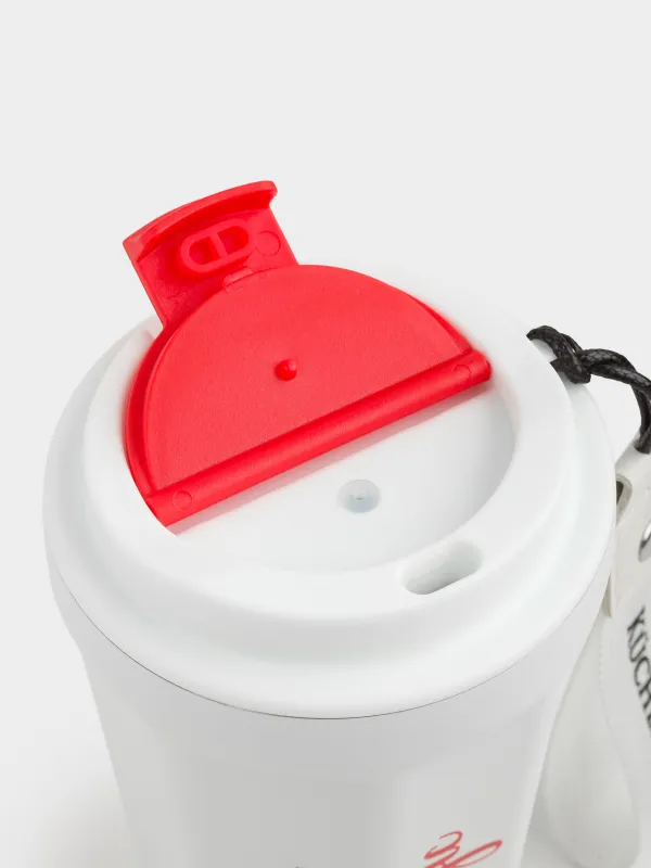 Термокружка, 350 мл, с ремешком, сталь/пластик/текстиль, бело-красная, Story, image-3