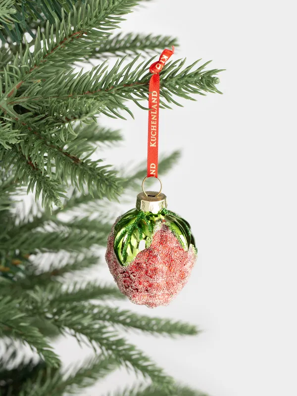Игрушка елочная, 5 см, стекло, красная, Малина, Fruits, image-2