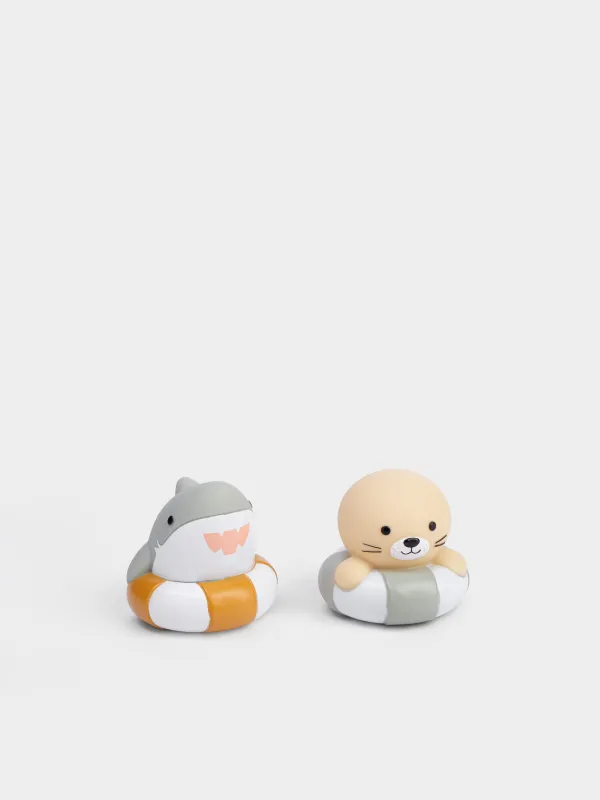 Набор игрушек для купания, 2 пр, 6 см, с подсветкой, ПВХ, цветные, Морские жители, Aquatic animals, image-1