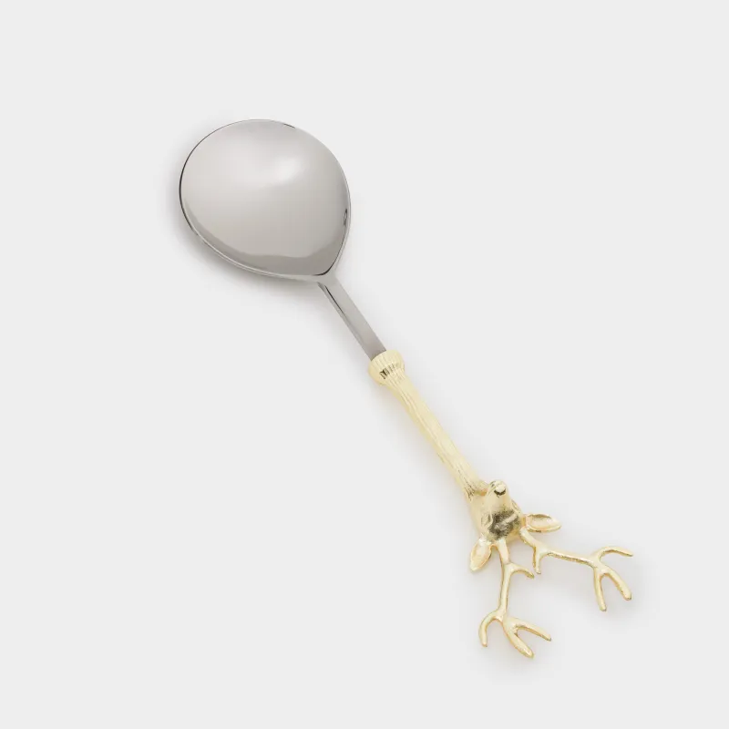 Ложка сервировочная, 30 см, сталь/латунь, золотистая, Голова оленя, Arctic deer, image-3