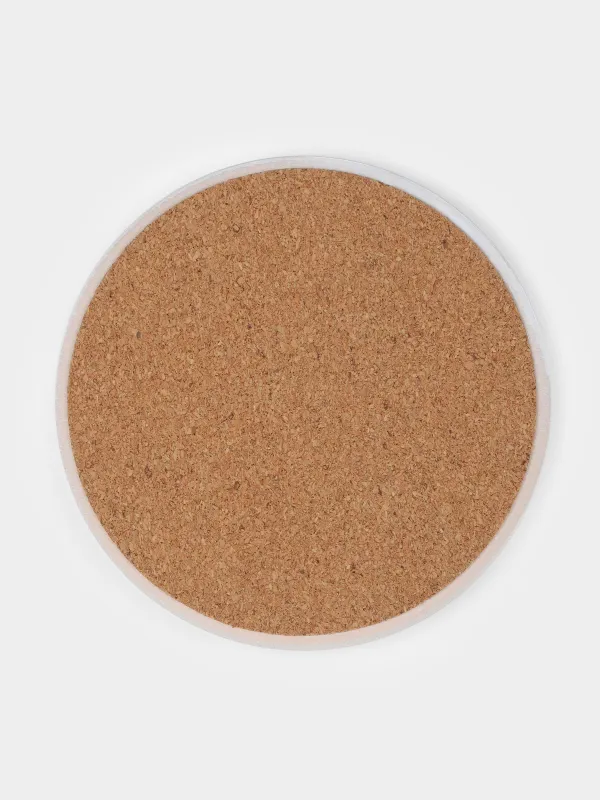 Подставка под кружку, 11 см, круглая, керамика/пробка, молочная, Винтажные цветы, La flore, image-1