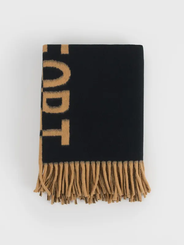 Плед, 130х170 см, с бахромой, полиэстер, бежево-черный, Comfort, Soft home, image-0