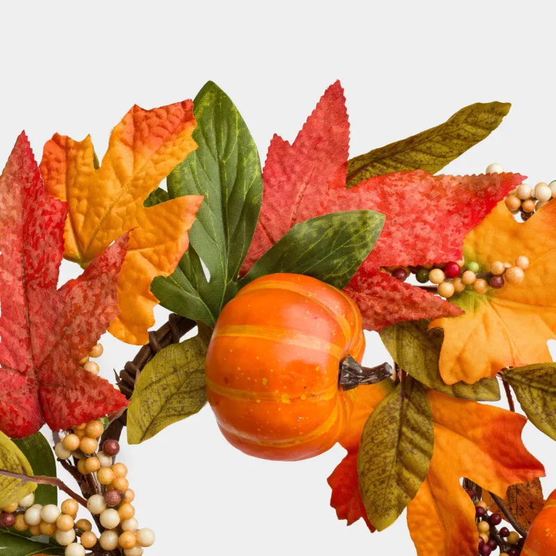 Венок декоративный, 40 см, пенопласт/полиэстер, Тыквы и осенние листья, Forest symphony decor, image-4