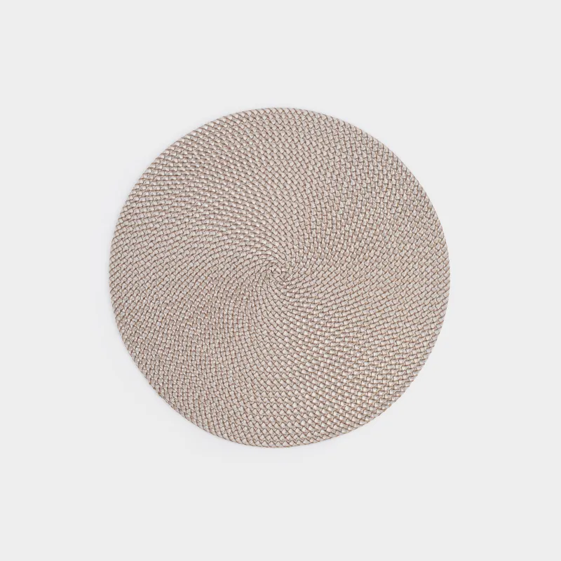 Салфетка под приборы, 38 см, полипропилен/ПЭТ, круглая, песочная, Circle Braid