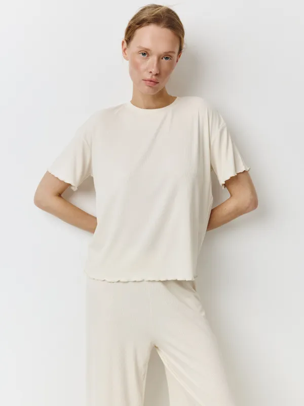 Футболка женская, домашняя, с рюшами, Rosemary, image-0