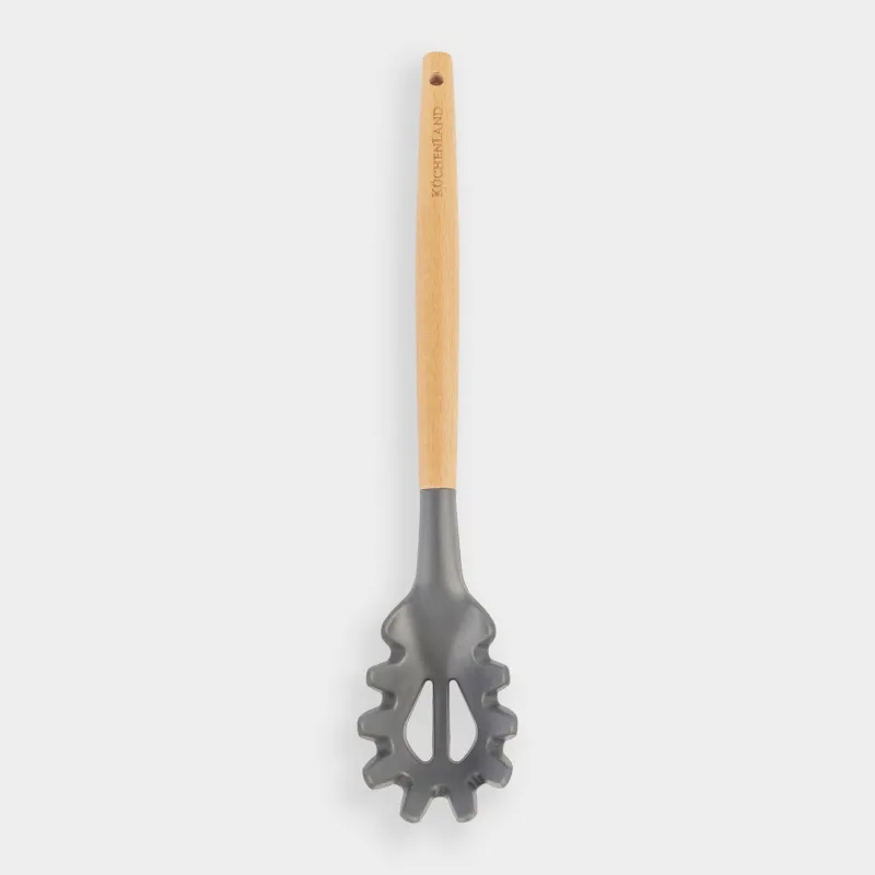 Ложка для спагетти, 31 см, силикон/дерево, серая, Weekend