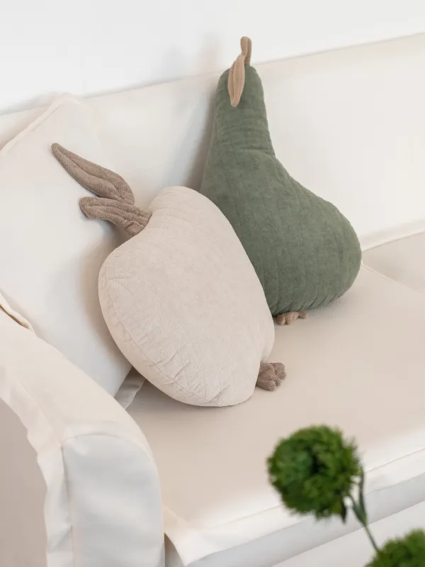 Подушка декоративная, 33x60 см, букле, зеленая, Груша, Boucle figure, image-1