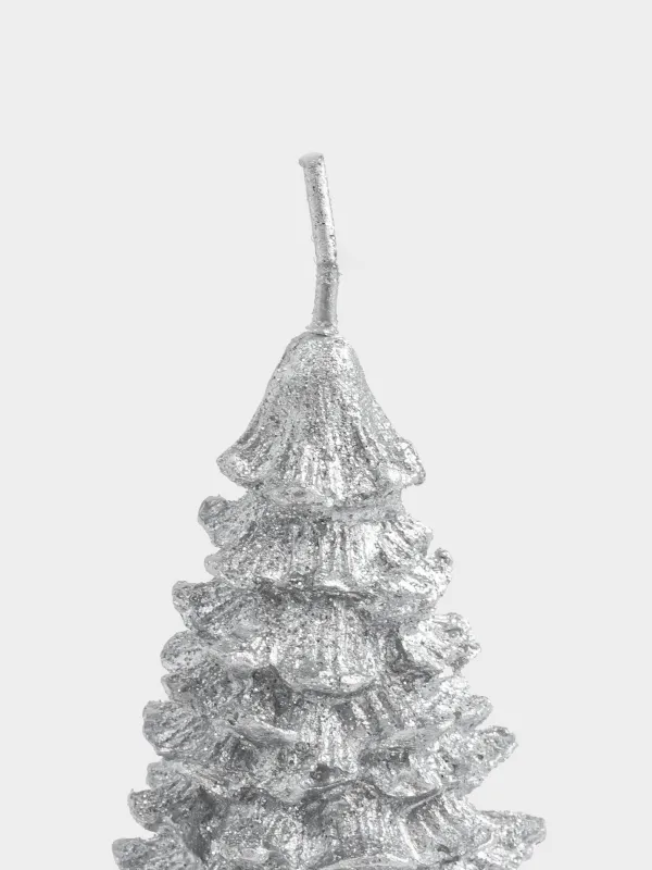 Свеча, 5x9 см, серебристая, Fir candle, image-1