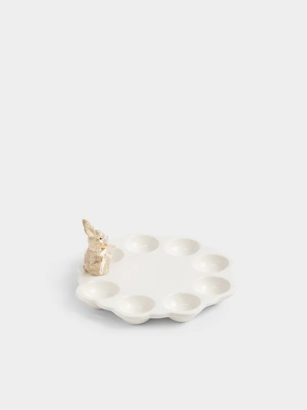 Блюдо пасхальное, 21x20х9 см, 8 отд, фарфор P/керамика, бело-бежевое, Кролик, Natural Easter, image-3