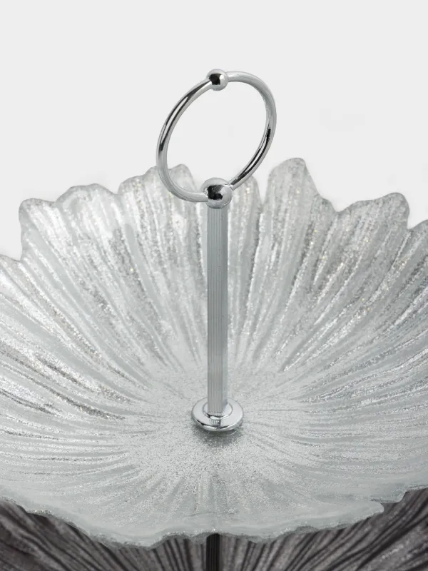 Подставка для пирожных, 21х28/26 см, 2 яруса, стекло Р/металл, серебристая/серая, Verge, image-3