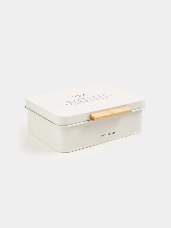 Коробка для чая, 22x17 см, 6 отд, металл/дерево, прямоугольная, молочная, Course, image-2