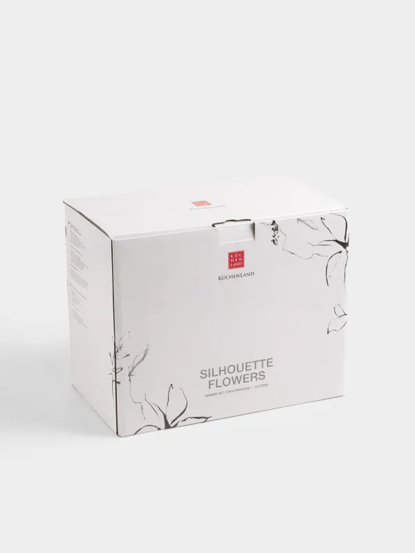 Сервиз обеденный, 6 перс, 18 пр, фарфор P, белый, Силуэтные цветы, Silhouette flowers, image-6