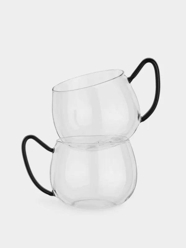 Кружка, 400 мл, 2 шт, стекло Б, черная ручка, Affogato, image-1