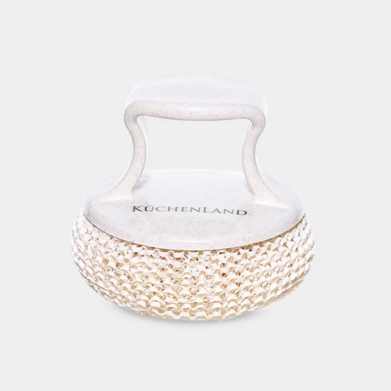 Губка для уборки, 8 см, с коротким держателем, растительное волокно/пластик, бежевая, Clean