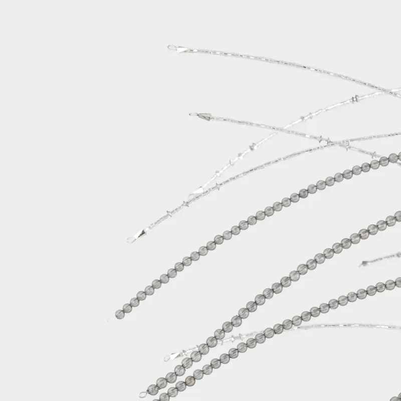 Ветка декоративная, 72 см, бисер/металл, серо-серебристая, Ива, Curved decor, image-3