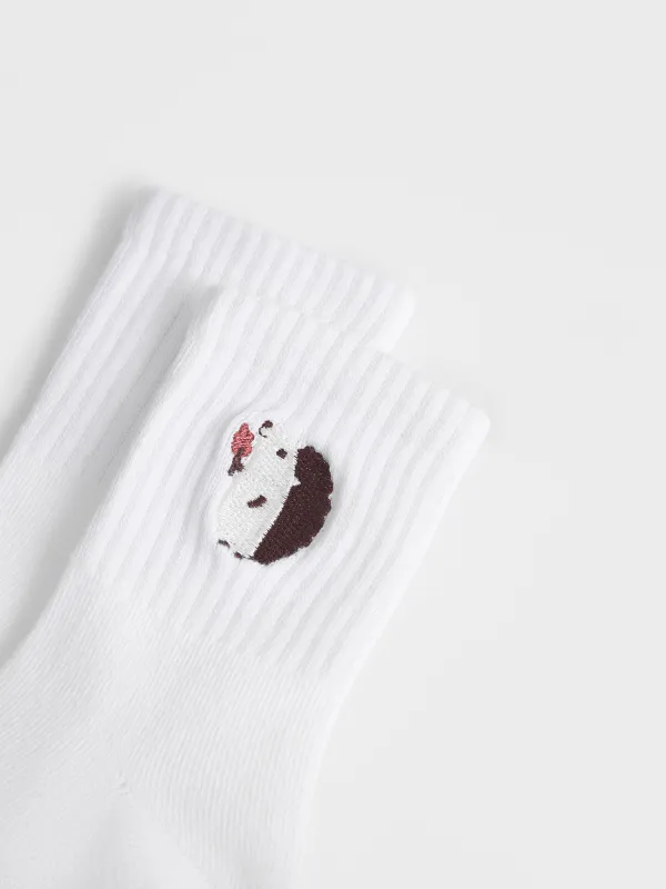 Носки детские, хлопок/полиэстер, белые, Еж, Fancywork, image-2