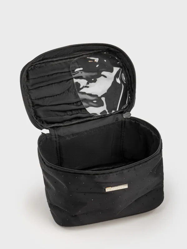 Косметичка, 19х14 см, с ручкой, нейлон, черная, Force night, image-4